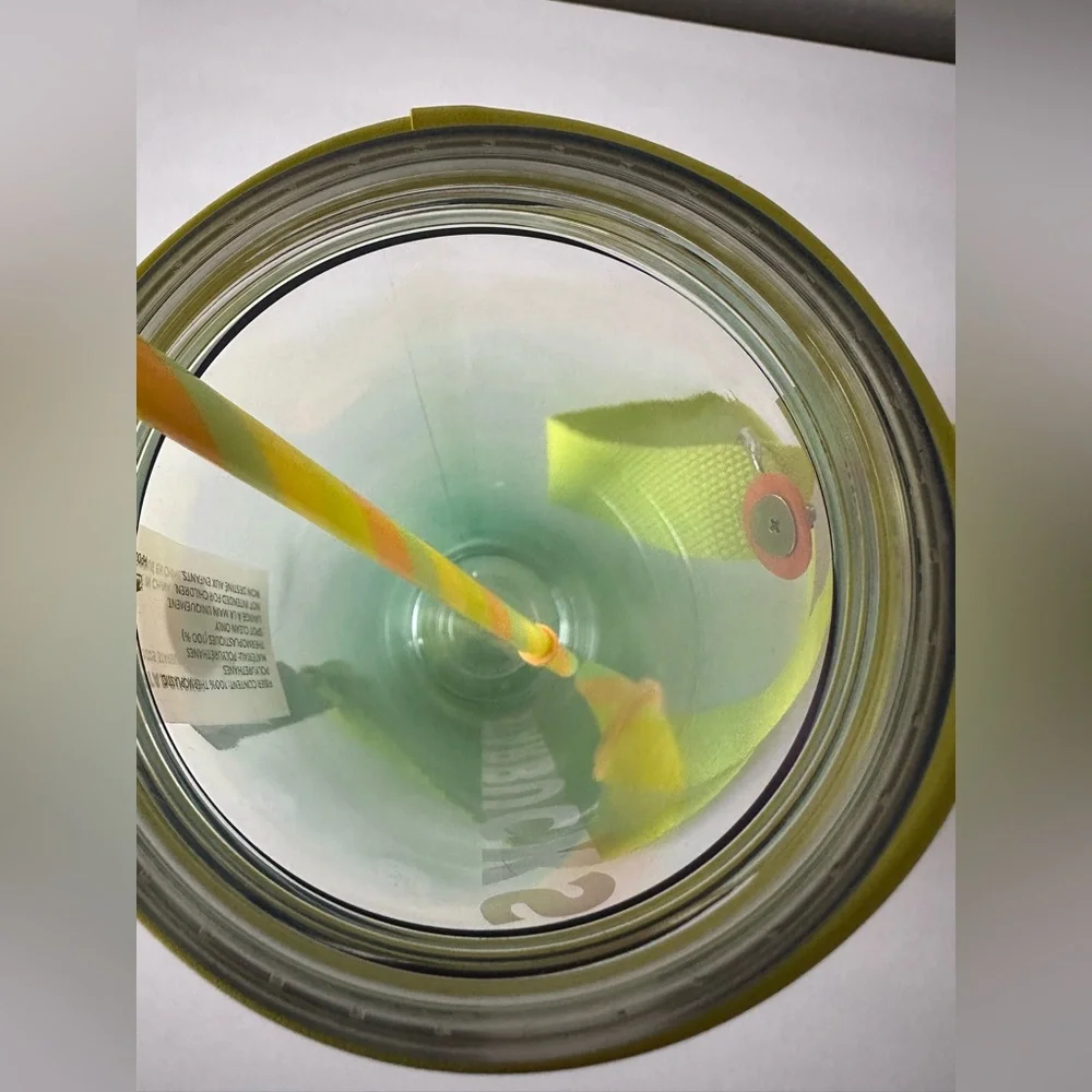 Starbucks Clear Tumbler with Neon Yellow Lid‎ and Strap